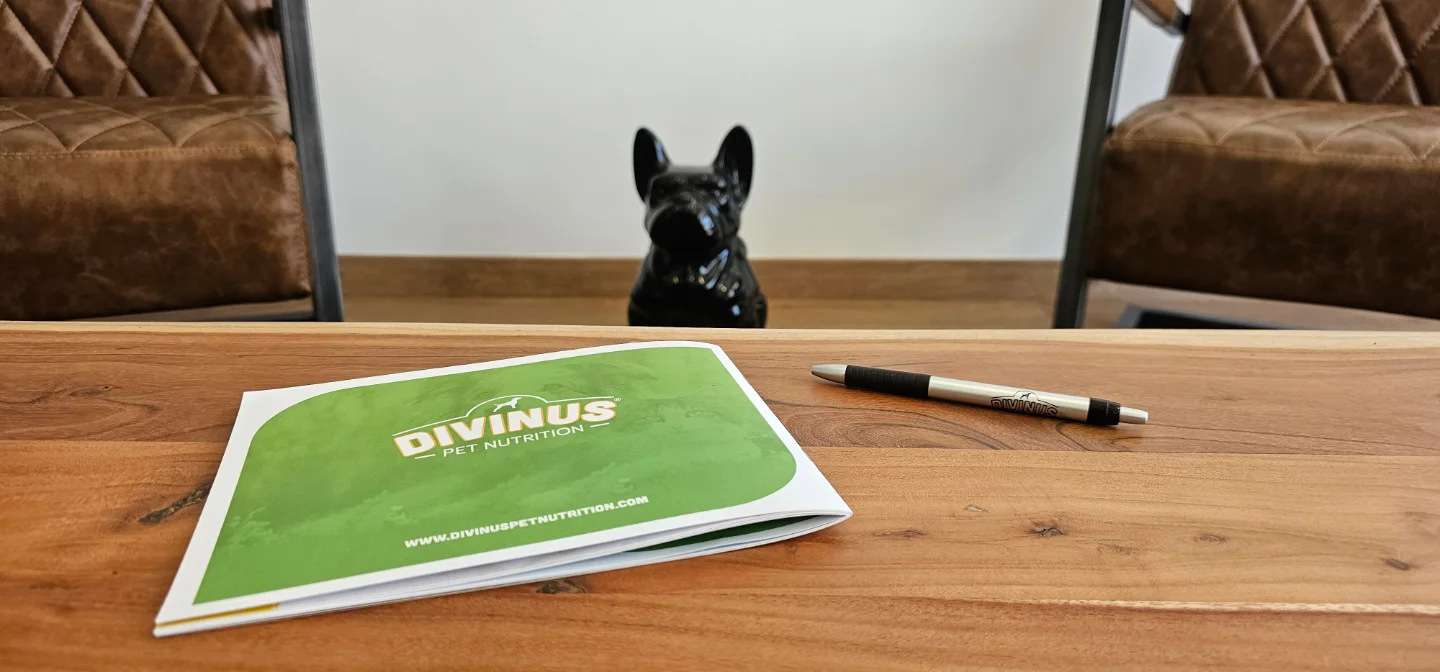 Statue of a dog in an office